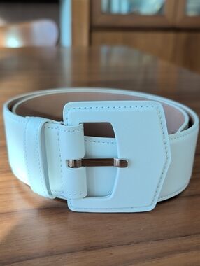 Alaia soft White Leather Wide Belt with Square Buckle - NWT, Never Worn
